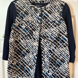 Van Heusen Navy and White Geometric Top